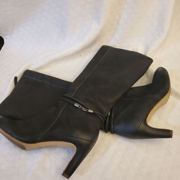 Ecco Black Black Leather Knee High Size 37 Boots - Picture 7 of 13